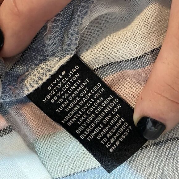 SANCTUARY SHORT SLEEVED Striped Button-Up Blouse Size Small - Picture 4 of 6